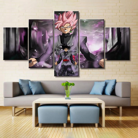 Dragon Ball - 5 Pieces Wall Art - Black Goku - Super Saiyan Rose - Dragon Ball Poster - Dragon Ball Canvas