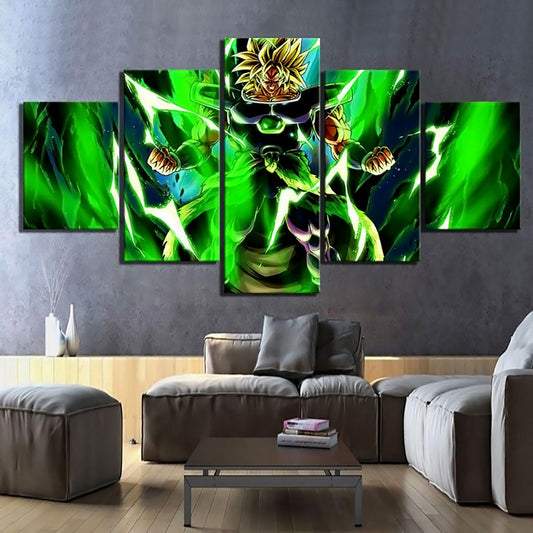 Dragon Ball - 5 Pieces Wall Art - Broly - Super Saiyan - Dragon Ball Poster - Dragon Ball Canvas