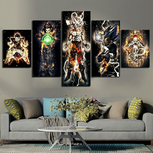 Dragon Ball - 5 Pieces Wall Art - Gohan - Androi 17 - Goku - Vegeta - Frieza - Dragon Ball Poster - Dragon Ball Canvas