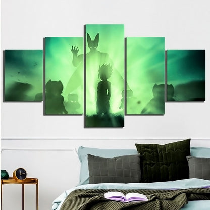 Dragon Ball Z Super Saiyan Gohan vs Cell Canvas Wall Art - 5 Piece Split Panel Anime Poster - Framed Ready to Hang Living Room Man Cave Decor - DR5173