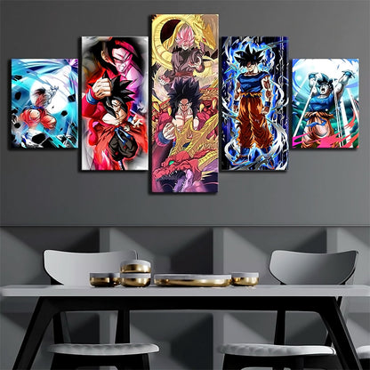 Dragon Ball - 5 Pieces Wall Art - Goku - Black Goku - Super Saiyan Rose - Super Saiyan 4 - Mastered Ultra Instinct - Dragon Ball Poster - Dragon Ball Canvas