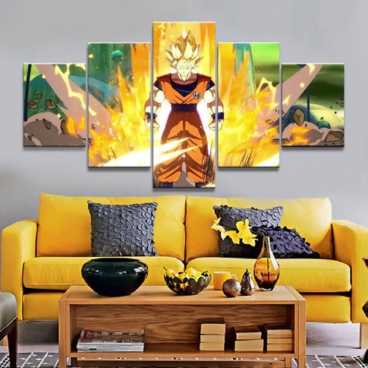 Dragon Ball - 5 Pieces Wall Art - Goku - Super Saiyan - Dragon Ball Poster - Dragon Ball Canvas