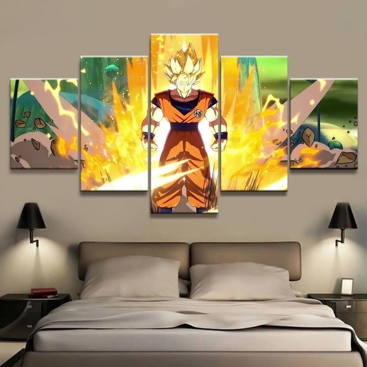 Dragon Ball - 5 Pieces Wall Art - Goku - Super Saiyan - Dragon Ball Poster - Dragon Ball Canvas