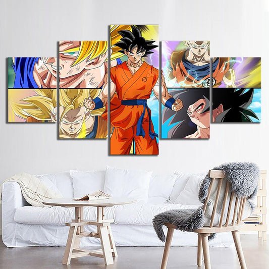 Dragon Ball - 5 Pieces Wall Art - Goku - Super Saiyan - Dragon Ball Poster - Dragon Ball Canvas