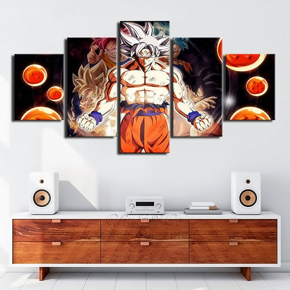 Dragon Ball - 5 Pieces Wall Art - Goku - Super Saiyan 3 - Super Saiyan Blue - Super Saiyan God - Mastered Ultra Instinct - Dragon Ball Poster - Dragon Ball Canvas