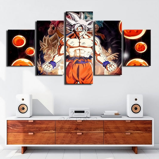 Dragon Ball - 5 Pieces Wall Art - Goku - Super Saiyan 3 - Super Saiyan Blue - Super Saiyan God - Mastered Ultra Instinct - Dragon Ball Poster - Dragon Ball Canvas