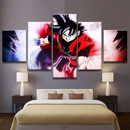 Dragon Ball GT Super Saiyan Goku Canvas Wall Art - 5 Piece Split Panel DBZ Anime Poster - Framed Ready to Hang Living Room Man Cave Decor - DR5176