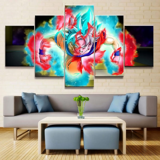 Dragon Ball - 5 Pieces Wall Art - Goku - Super Saiyan Blue - Dragon Ball Poster - Dragon Ball Canvas