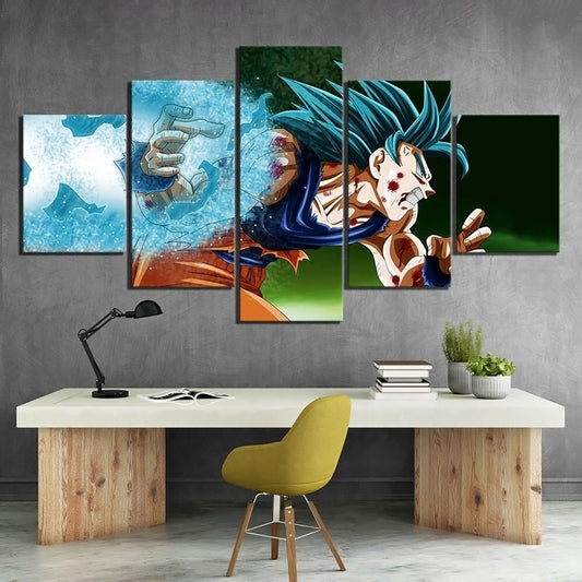 Dragon Ball - 5 Pieces Wall Art - Goku - Super Saiyan Blue - Dragon Ball Poster - Dragon Ball Canvas