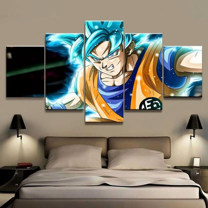 Dragon Ball - 5 Pieces Wall Art - Goku - Super Saiyan Blue - Dragon Ball Poster - Dragon Ball Canvas