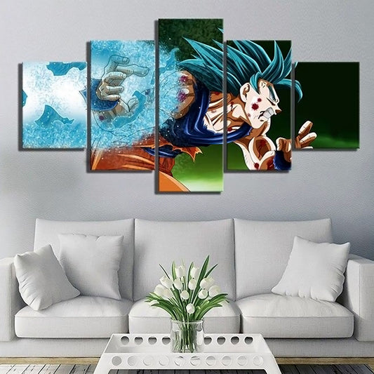 Dragon Ball - 5 Pieces Wall Art - Goku - Super Saiyan Blue - Dragon Ball Poster - Dragon Ball Canvas