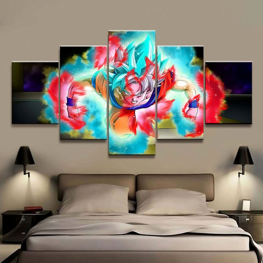 Dragon Ball - 5 Pieces Wall Art - Goku - Super Saiyan Blue - Dragon Ball Poster - Dragon Ball Canvas