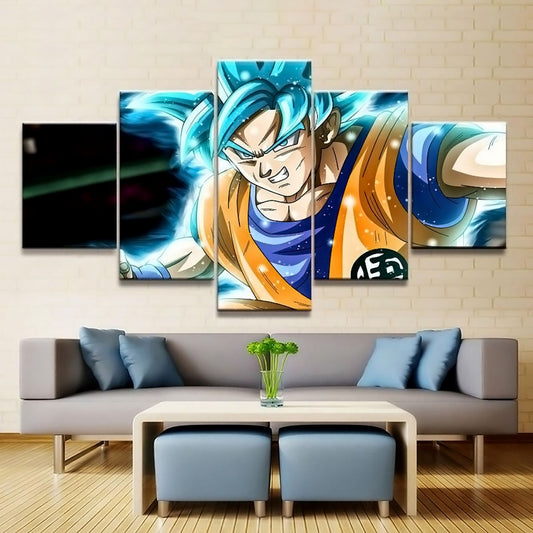 Dragon Ball - 5 Pieces Wall Art - Goku - Super Saiyan Blue - Dragon Ball Poster - Dragon Ball Canvas