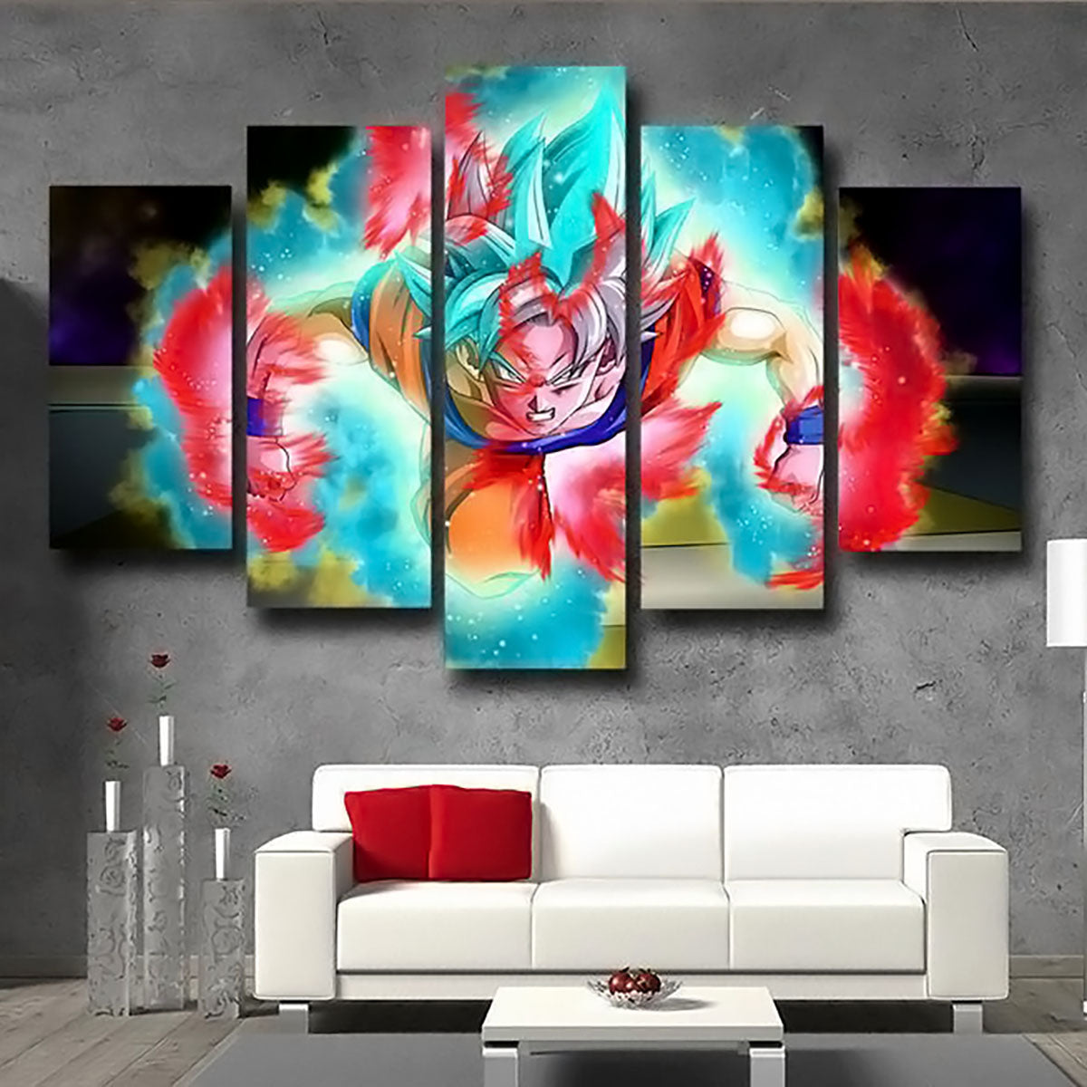 Dragon Ball - 5 Pieces Wall Art - Goku - Super Saiyan Blue - Dragon Ball Poster - Dragon Ball Canvas