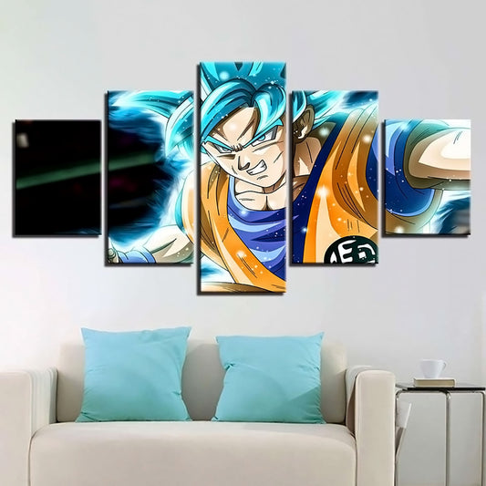 Dragon Ball - 5 Pieces Wall Art - Goku - Super Saiyan Blue - Dragon Ball Poster - Dragon Ball Canvas
