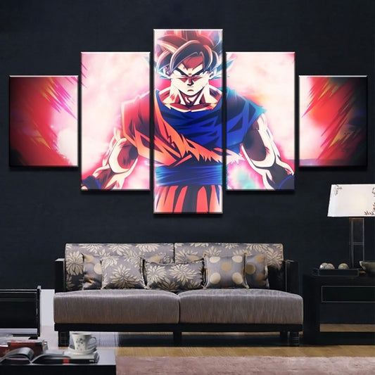 Dragon Ball - 5 Pieces Wall Art - Goku - Super Saiyan God - Dragon Ball Poster - Dragon Ball Canvas