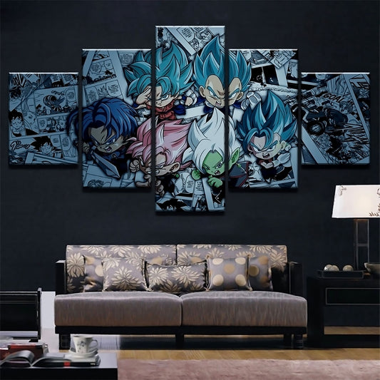 Dragon Ball - 5 Pieces Wall Art - Goku - Vegeta - Trunks - Black Goku - Dragon Ball Poster - Dragon Ball Canvas