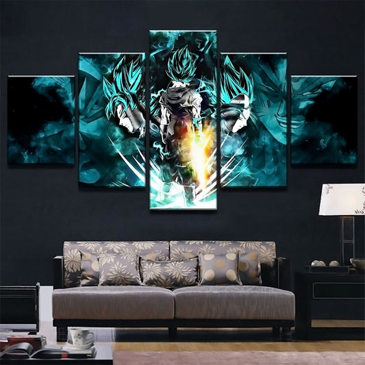Dragon Ball - 5 Pieces Wall Art - Goku - Vegeta - Vegeto - Super Saiyan Blue - Dragon Ball Poster - Dragon Ball Canvas