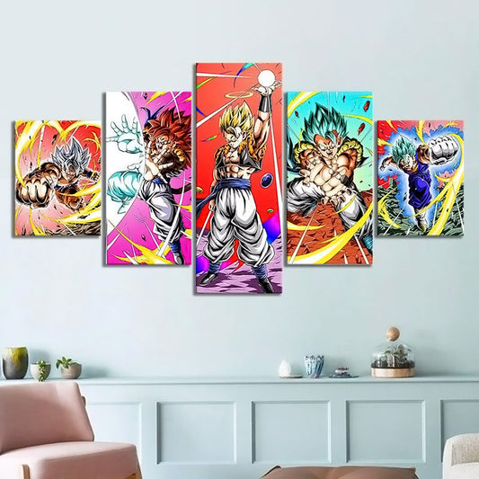 Dragon Ball - 5 Pieces Wall Art - Goku - Vegeta - Vegeto - Super Saiyan Blue - Mastered Ultra Instinct - Dragon Ball Poster - Dragon Ball Canvas