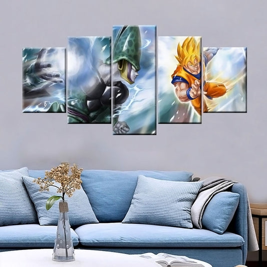 Dragon Ball - 5 Pieces Wall Art - Goku Vs Cell - Super Saiyan - Dragon Ball Poster - Dragon Ball Canvas