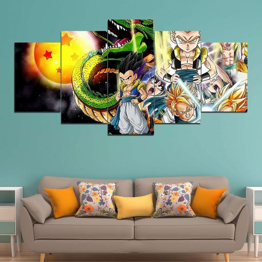 Dragon Ball - 5 Pieces Wall Art - Goten - Trunks - Gotenks - Shenlong - Dragon Ball Poster - Dragon Ball Canvas