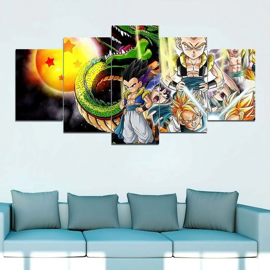 Dragon Ball - 5 Pieces Wall Art - Goten - Trunks - Gotenks - Shenlong - Dragon Ball Poster - Dragon Ball Canvas