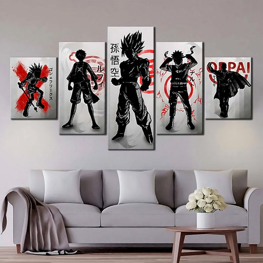 Dragon Ball - 5 Pieces Wall Art - Luffy - Goku - Naruto - Dragon Ball Poster - Dragon Ball Canvas