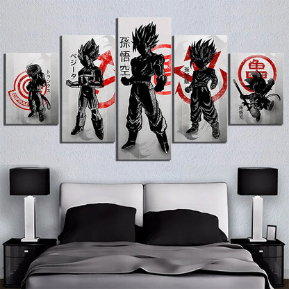 Dragon Ball - 5 Pieces Wall Art - Trunks - Vegeta - Goku - Gohan - Kid Goku - Dragon Ball Poster - Dragon Ball Canvas