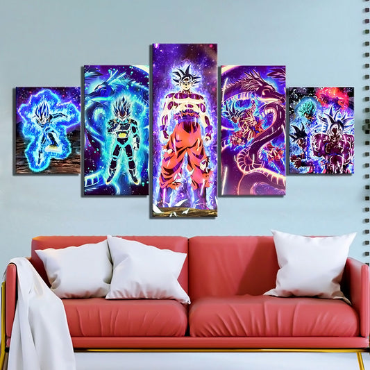 Dragon Ball - 5 Pieces Wall Art - Vegeta - Goku - Shenlong - Super Saiyan Blue - Mastered Ultra Instinct - Dragon Ball Poster - Dragon Ball Canvas