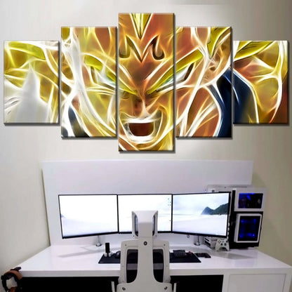 Dragon Ball Z Majin Vegeta Canvas Wall Art - 5 Piece Split Panel Anime Poster - Ready to Hang Living Room Man Cave Decor - DR5143