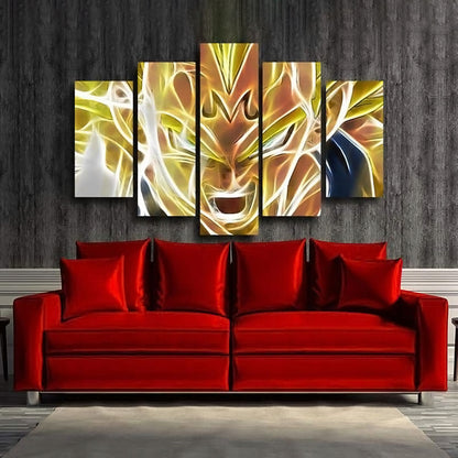 Dragon Ball Z Majin Vegeta Canvas Wall Art - 5 Piece Split Panel Anime Poster - Ready to Hang Living Room Man Cave Decor - DR5143