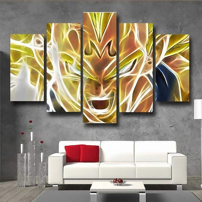 Dragon Ball Z Majin Vegeta Canvas Wall Art - 5 Piece Split Panel Anime Poster - Ready to Hang Living Room Man Cave Decor - DR5143