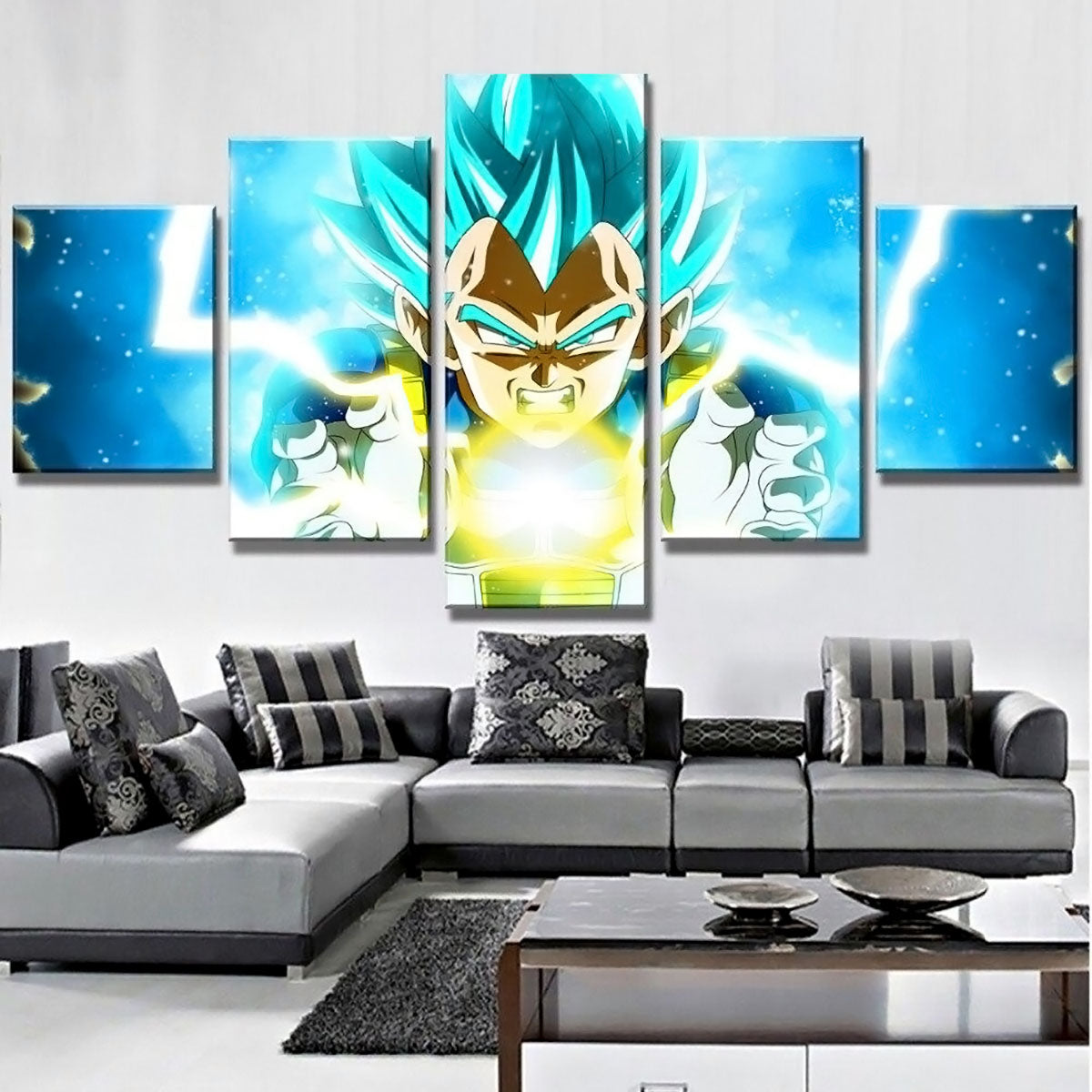 Dragon Ball - 5 Pieces Wall Art - Vegeta - Super Saiyan Blue - Dragon Ball Poster - Dragon Ball Canvas
