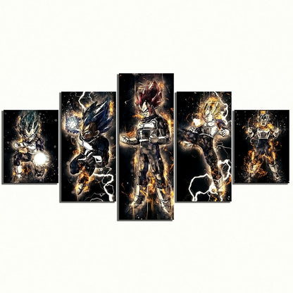 Dragon Ball - 5 Pieces Wall Art - Vegeta - Super Saiyan Blue - Super Saiyan God - Dragon Ball Poster - Dragon Ball Canvas