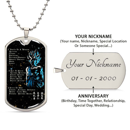 Dragon Ball - DRDL001 - 7 5 3 CODE - Goku - Supper Saiyan Blue - Dragon Ball Dog Tag - Military Ball Chain - Luxury Dog Tag