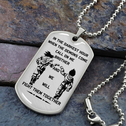 Dragon Ball - DRDL003 - Call On Me Brother - Goku - Vegeta - Dragon Ball Dog Tag - Military Ball Chain - Luxury Dog Tag