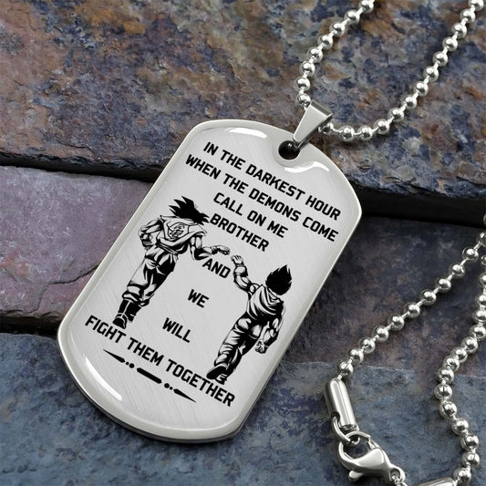 Dragon Ball - DRDL003 - Call On Me Brother - Goku - Vegeta - Dragon Ball Dog Tag - Military Ball Chain - Luxury Dog Tag