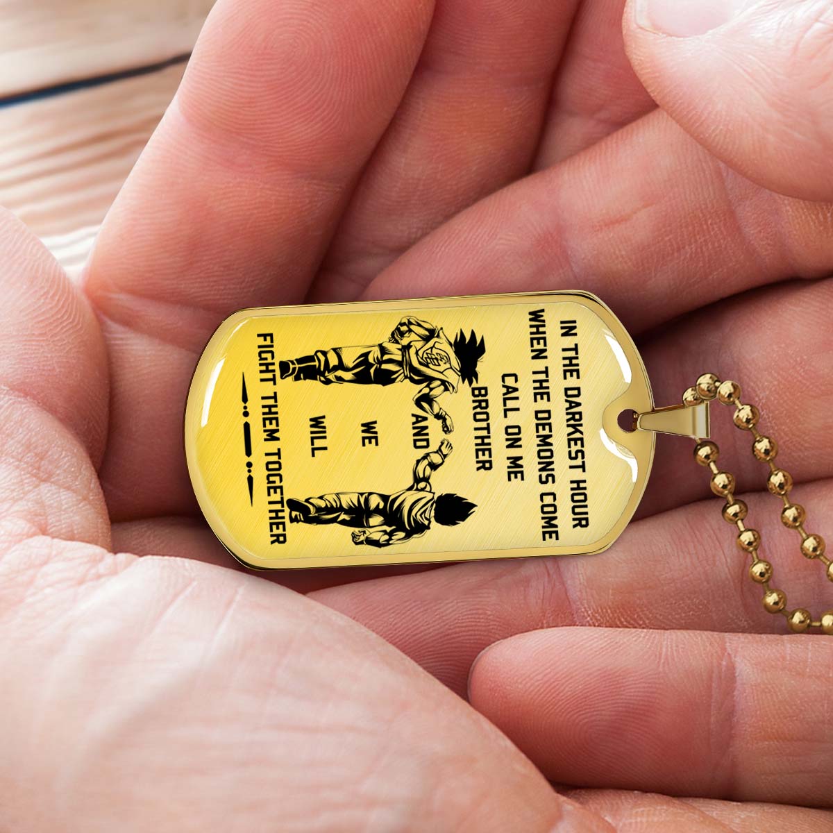 Dragon Ball - DRDL003 - Call On Me Brother - Goku - Vegeta - Dragon Ball Dog Tag - Military Ball Chain - Luxury Dog Tag