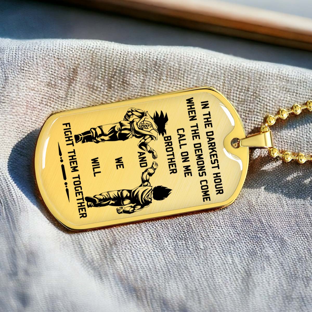 Dragon Ball - DRDL003 - Call On Me Brother - Goku - Vegeta - Dragon Ball Dog Tag - Military Ball Chain - Luxury Dog Tag