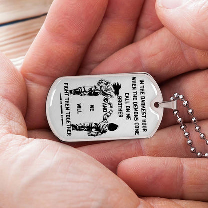 Dragon Ball - DRDL003 - Call On Me Brother - Goku - Vegeta - Dragon Ball Dog Tag - Military Ball Chain - Luxury Dog Tag