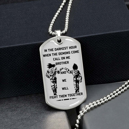 Dragon Ball - DRDL003 - Call On Me Brother - Goku - Vegeta - Dragon Ball Dog Tag - Military Ball Chain - Luxury Dog Tag