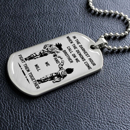 Dragon Ball - DRDL003 - Call On Me Brother - Goku - Vegeta - Dragon Ball Dog Tag - Military Ball Chain - Luxury Dog Tag