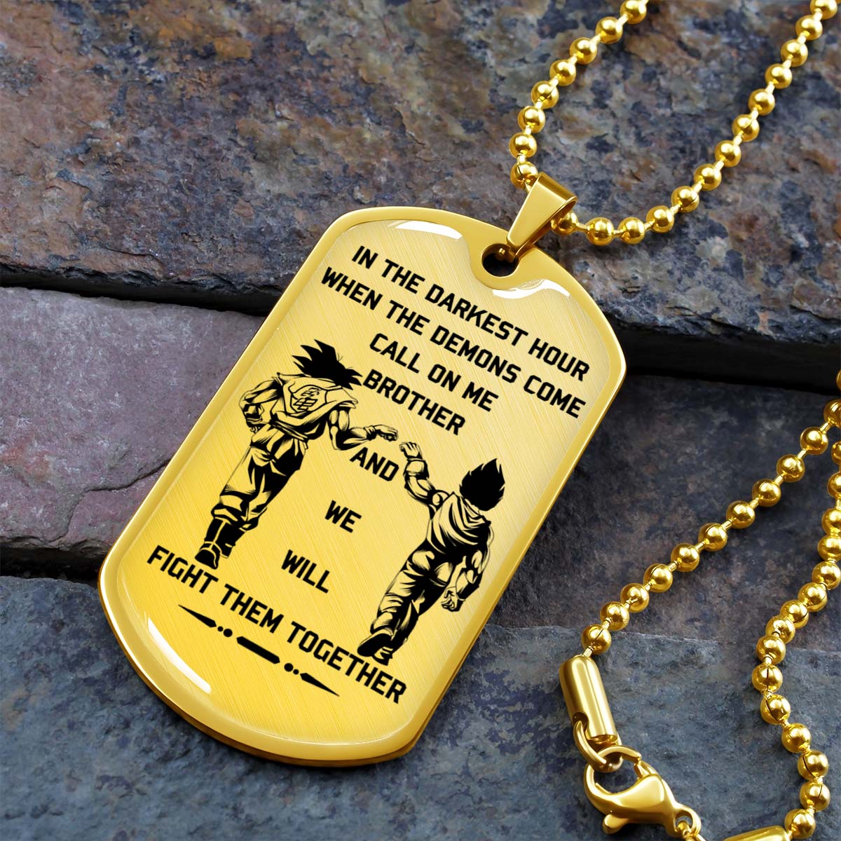 Dragon Ball - DRDL003 - Call On Me Brother - Goku - Vegeta - Dragon Ball Dog Tag - Military Ball Chain - Luxury Dog Tag