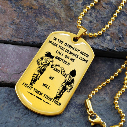 Dragon Ball - DRDL003 - Call On Me Brother - Goku - Vegeta - Dragon Ball Dog Tag - Military Ball Chain - Luxury Dog Tag