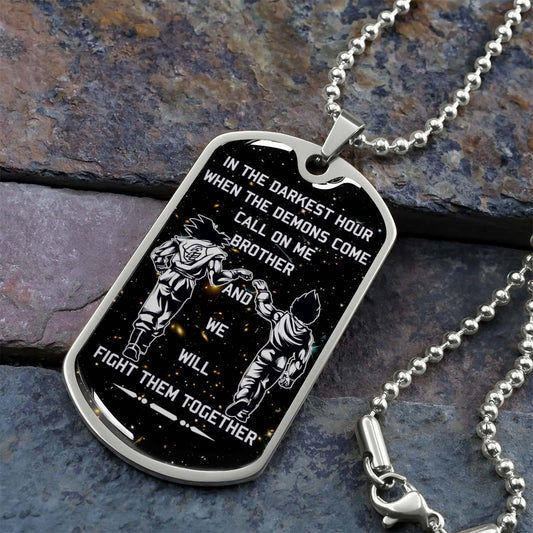 Dragon Ball - DRDL004 - Call On Me Brother - Goku - Vegeta - Dragon Ball Dog Tag - Military Ball Chain - Luxury Dog Tag