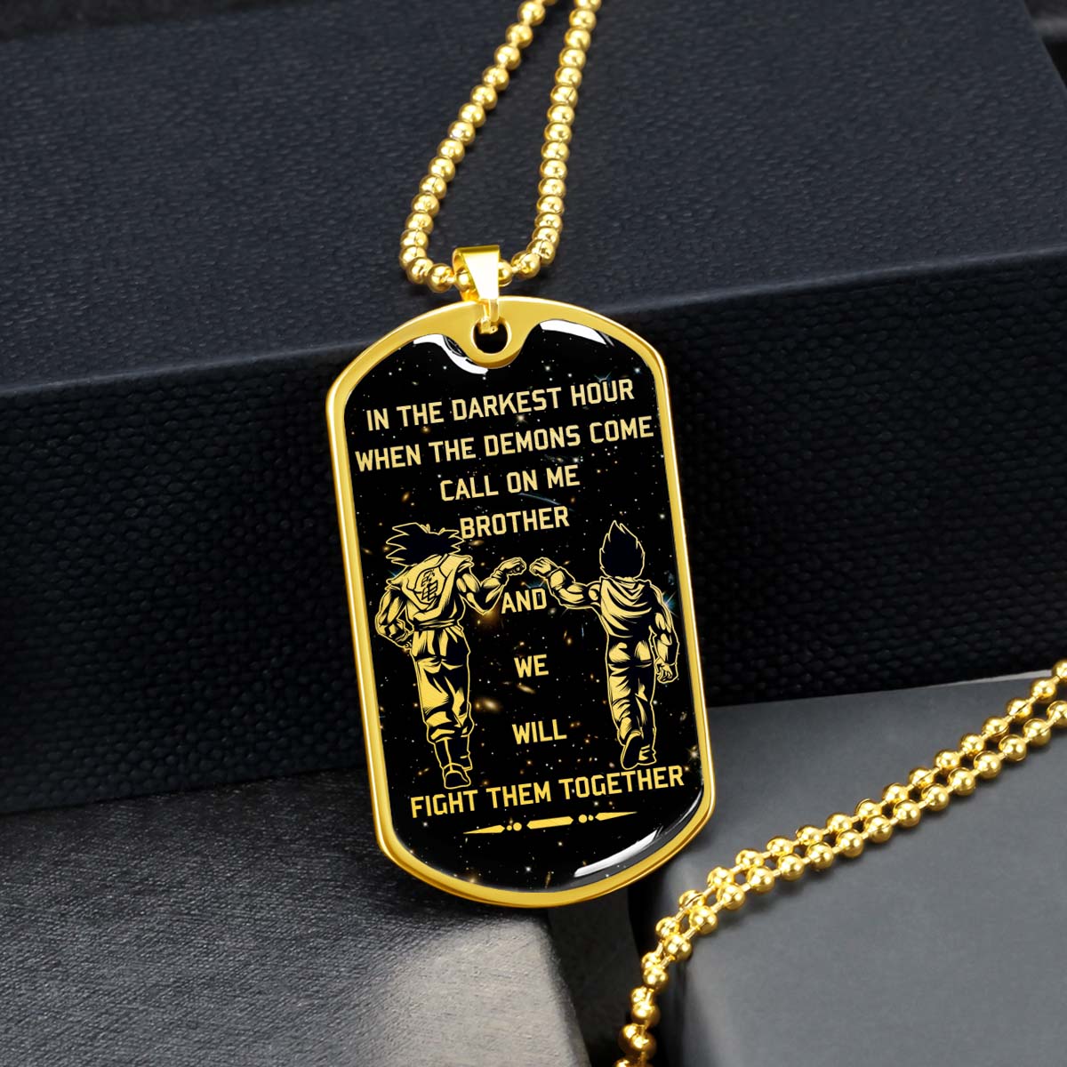 Dragon Ball - DRDL004 - Call On Me Brother - Goku - Vegeta - Dragon Ball Dog Tag - Military Ball Chain - Luxury Dog Tag
