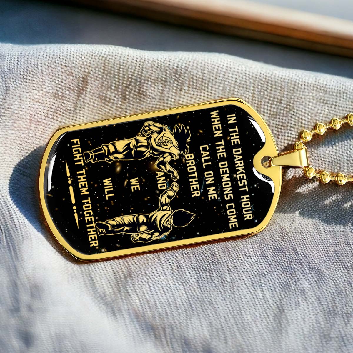 Dragon Ball - DRDL004 - Call On Me Brother - Goku - Vegeta - Dragon Ball Dog Tag - Military Ball Chain - Luxury Dog Tag