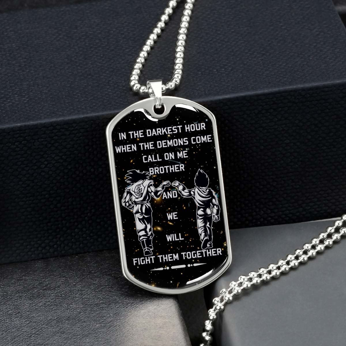 Dragon Ball - DRDL004 - Call On Me Brother - Goku - Vegeta - Dragon Ball Dog Tag - Military Ball Chain - Luxury Dog Tag