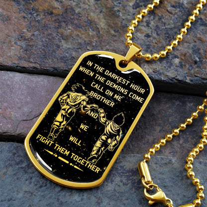 Dragon Ball - DRDL004 - Call On Me Brother - Goku - Vegeta - Dragon Ball Dog Tag - Military Ball Chain - Luxury Dog Tag