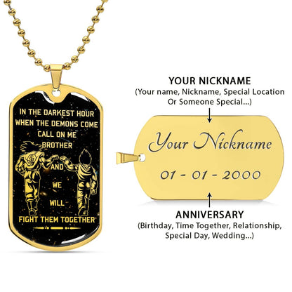 Dragon Ball - DRDL004 - Call On Me Brother - Goku - Vegeta - Dragon Ball Dog Tag - Military Ball Chain - Luxury Dog Tag